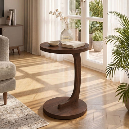 C - Shaped End Table With Sturdy Base