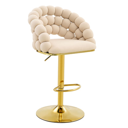 Puffy Bubble Chair, Ball Chain (Set of 2) - Beige / Gold