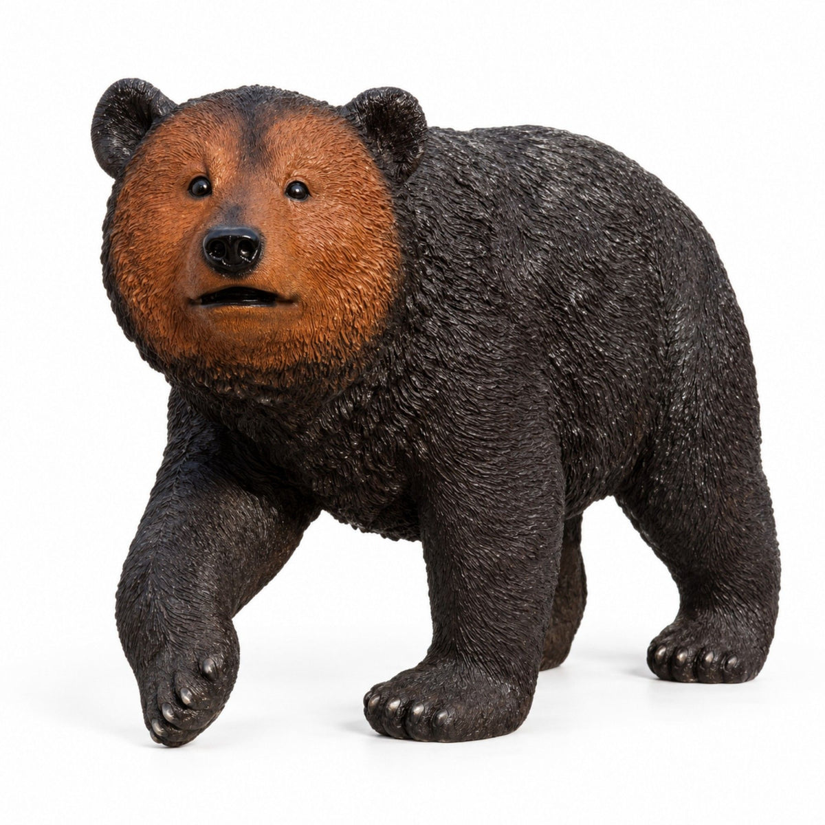 Bear Garden Statue, Walking Animal Sculpture With 2 Ground Stakes For Outdoor Decor - Black