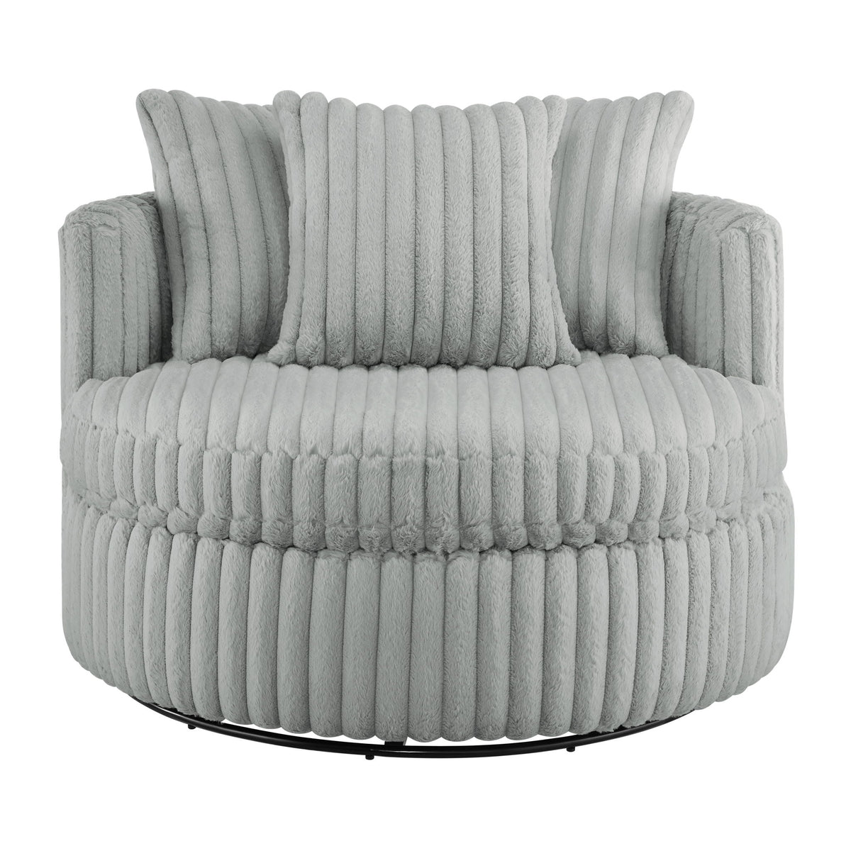 Mindy - Oversized Swivel Barrel Chair - Gray