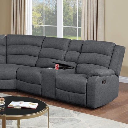 Manual Motion Reclining Loveseat 3 Piece Sectional Set With Console Storage And Cup Holders