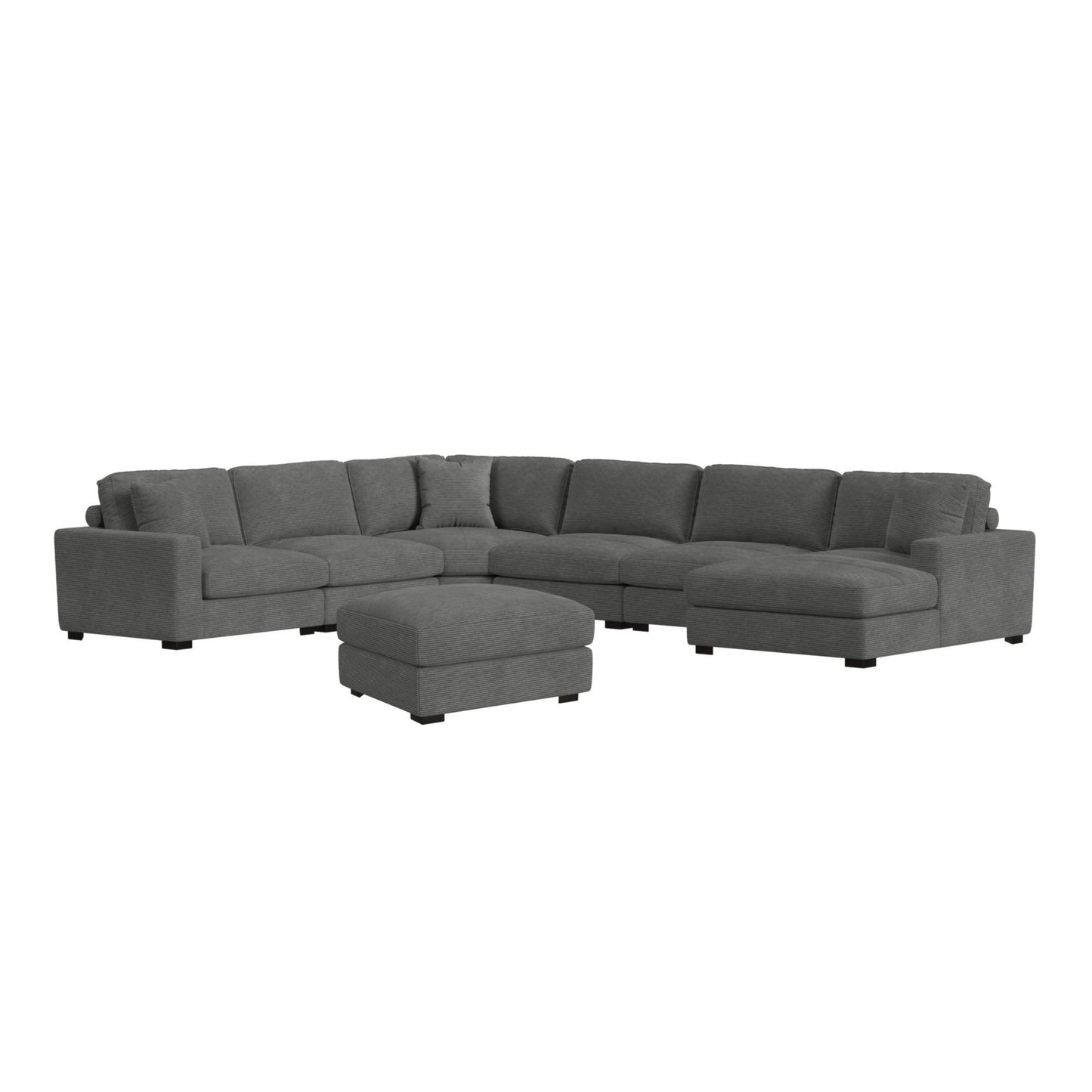 Arizona - Modular RHF Chaise With 1 Pillow 20" - Steno Charcoal
