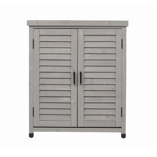 Potting Bench With Storage Cabinet And Metal Table Top For Outdoor