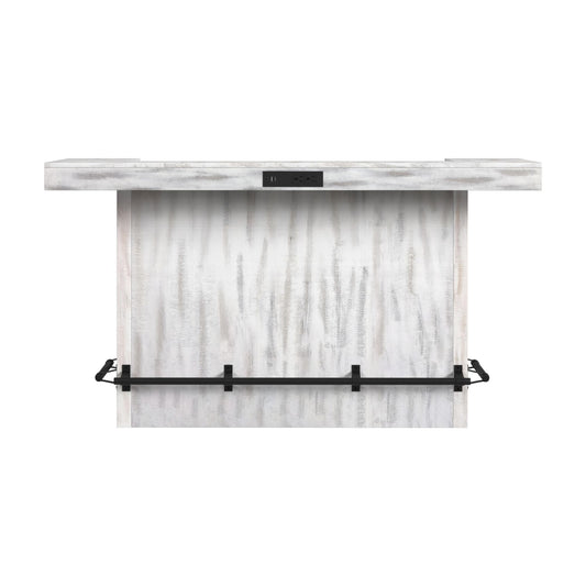 Rogen Rustic - Bar Table Top With USB And Power - Rustic White