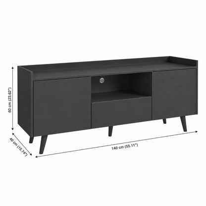 TV Stand For TVs Up To 60" With Open Storage Shelf, 2 Doors, 1 Drawer And Cable Management