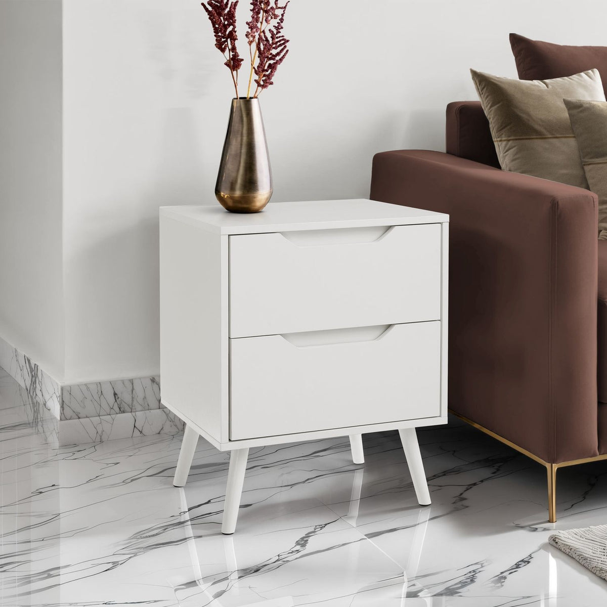 Modern Accent Table With Storage Drawers