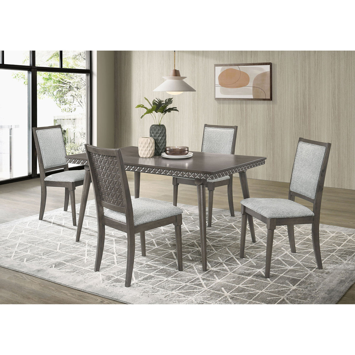 Perkins - 5 Piece Rectangular Dining Set With Chairs - Dark Brown