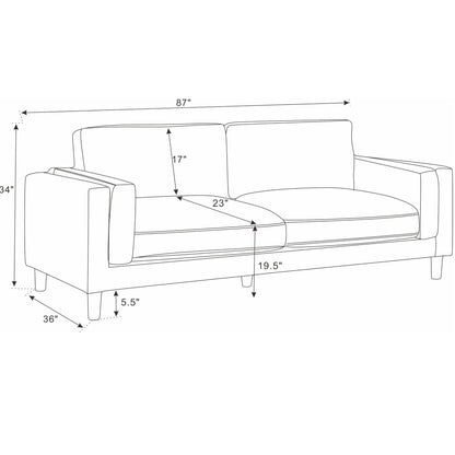 Upholstered Square Arm Sofa - Dark Green