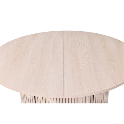 Extendable Round Dining Table With Hidden Storage Base - Ivory