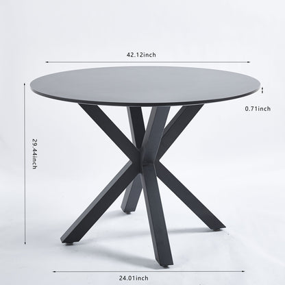 Table Mid-Century Dining Table For 4 - 6 People With Round Table Top, Pedestal Dining Table, End Table Leisure Coffee Table, Cross Leg