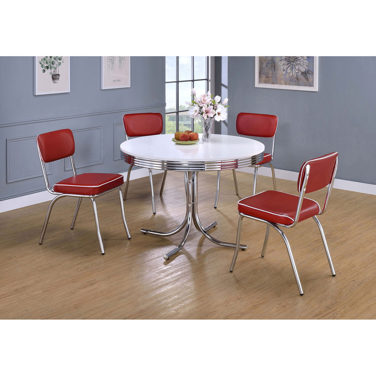 Parlisse - 5 Piece Round Dining Sets And Chairs - White