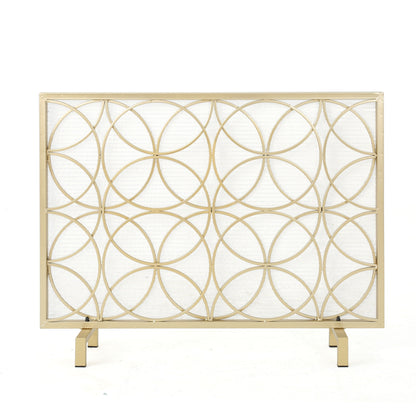 Thayer - Single Panel Iron Fireplace Screen With Geometric Design
