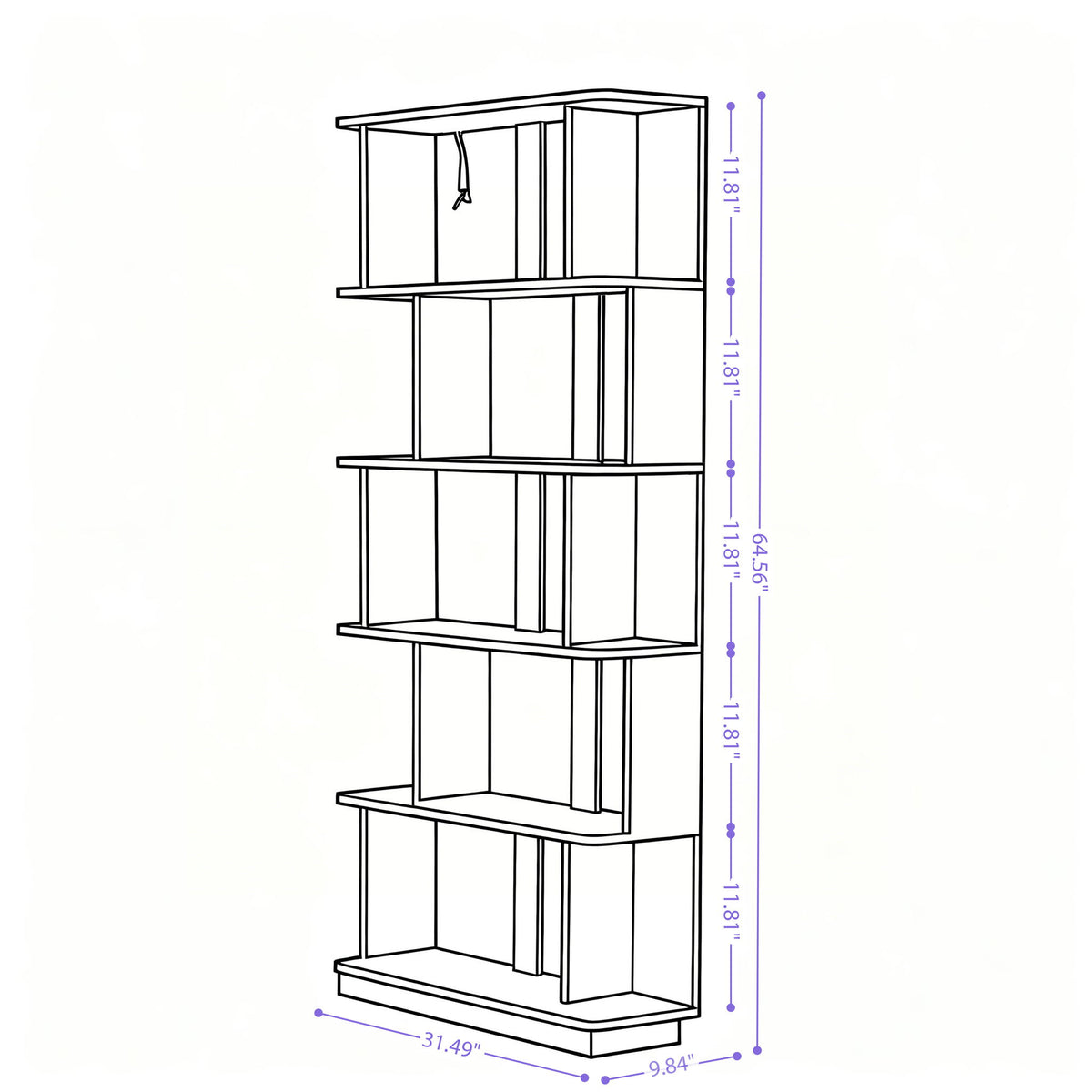 5 Tier Open Bookshelf, Free Combination Storage Shelving For Living Room - Dark Brown