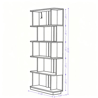 5 Tier Open Bookshelf, Free Combination Storage Shelving For Living Room - Dark Brown
