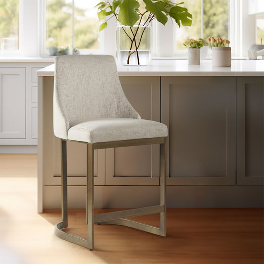 Upholstered Counter Stool - Cream - Metal