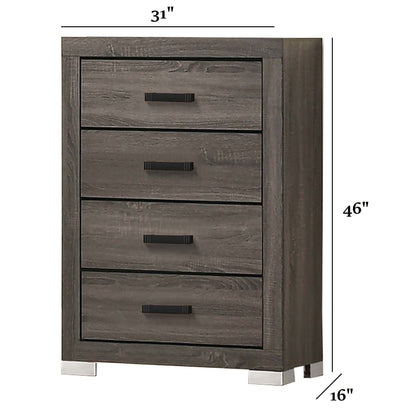 1 Piece Chest Bar Handle Bedroom Furniture With Texture And Clean Lines - Gray