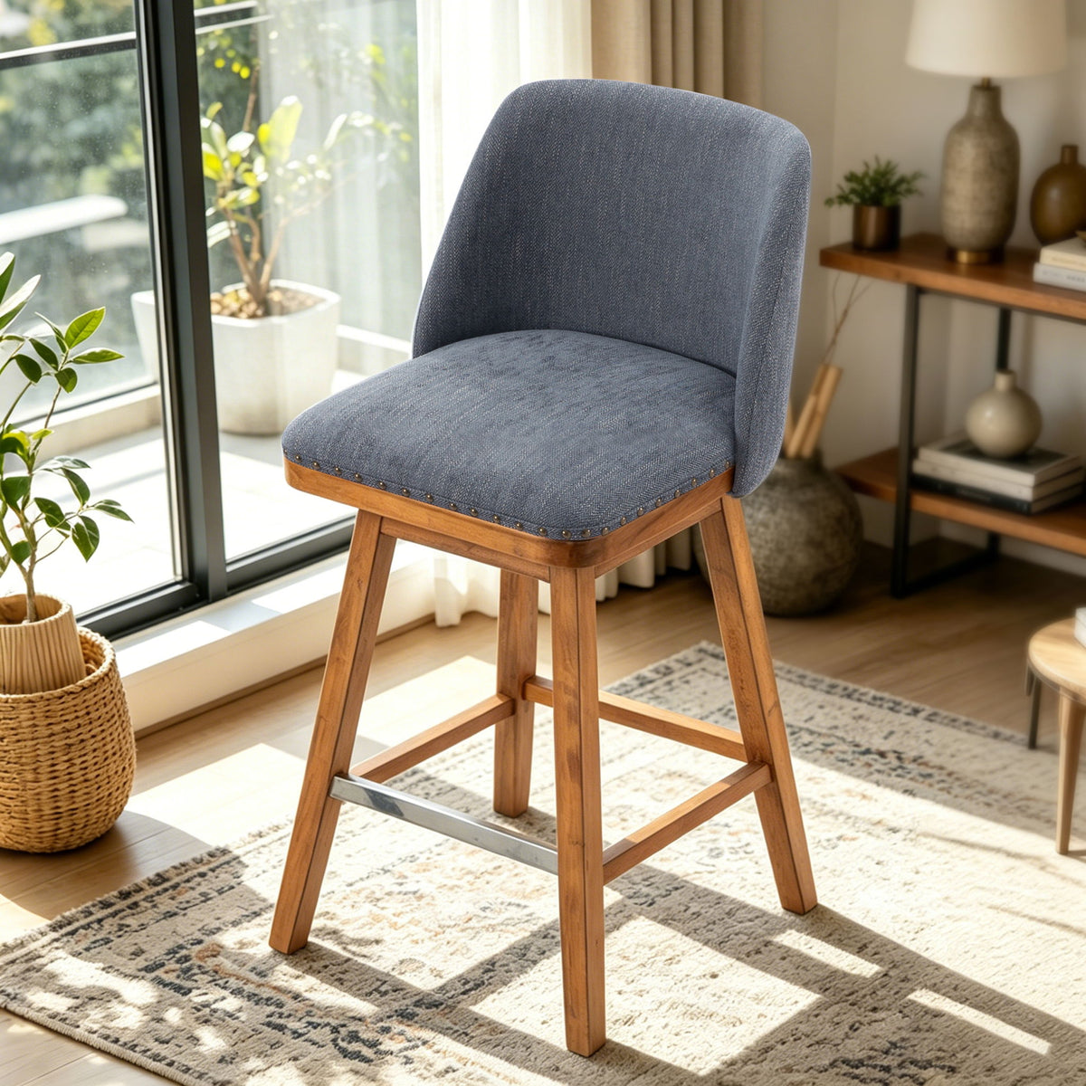 360° Swivel Bar Stool, Counter Height Kitchen Island Chair