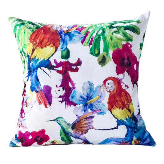 Tropical Parrot Outdoor & Indoor Pillow With Solarium - Multicolor