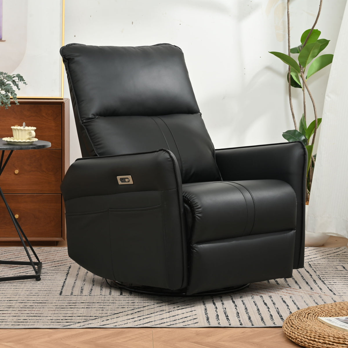 270° Power Swivel Rocker Glider Recliner Chair With USB Ports