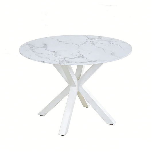 Cross Leg Dining Table With Round Top, For 4 - 6 People - White