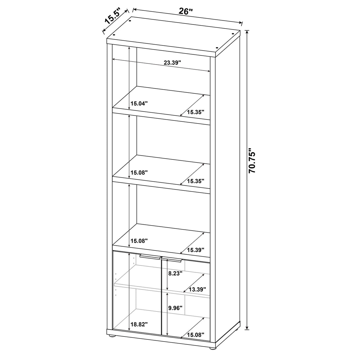 Noriega - 3 Shelf Media Tower With Open Shelves And Hidden Cabinet Storage - Mango Color