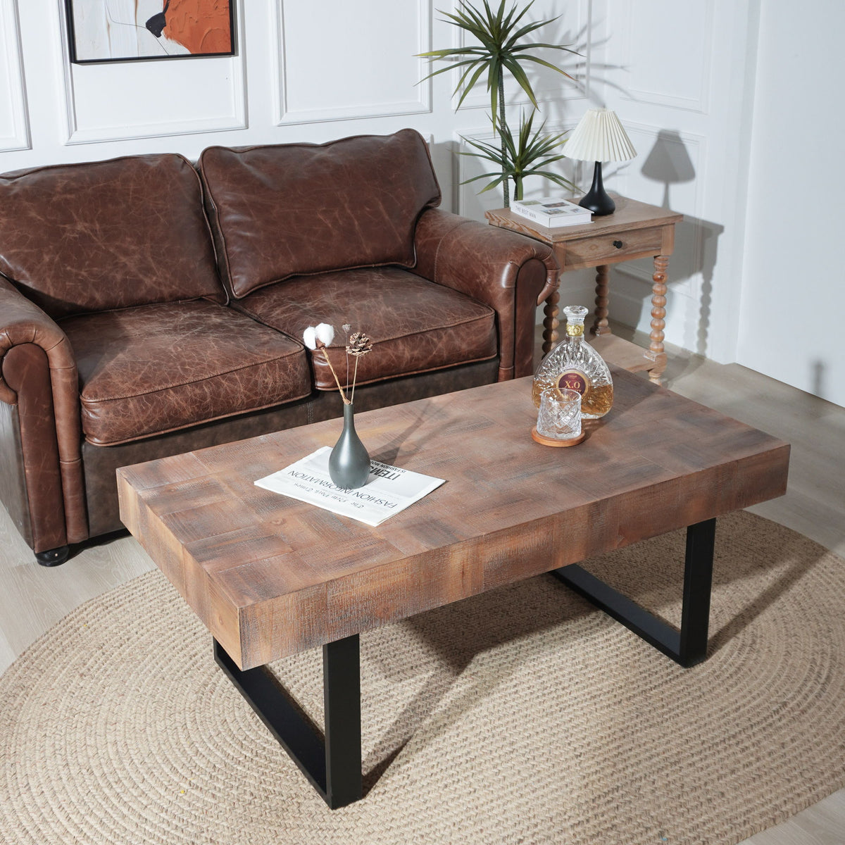 Rectangular Coffee Table With U-Shaped Legs Living Room - Multi