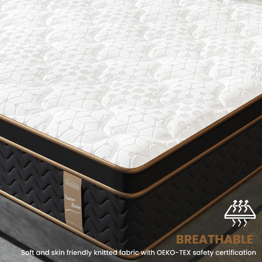 Plush Hybrid Mattresses With Gel Memory Foam, Individual Pocket Spring Motion Isolation Edge Support