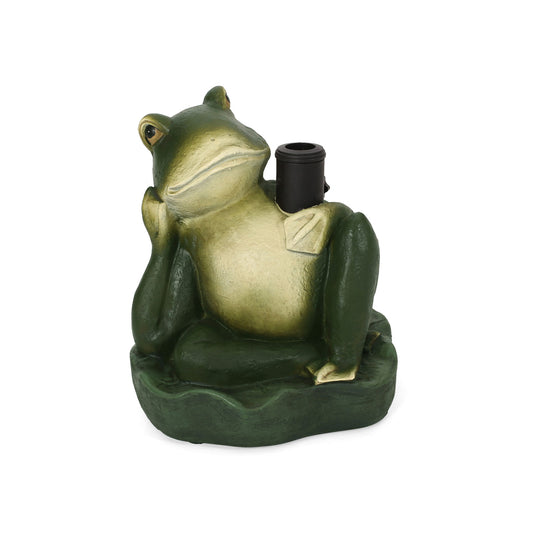 Charming Frog Prince Umbrella Base With Concrete Design - Green