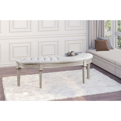 Colwood - Upholstered Curved With Channel Tufting And Slender Tapered Legs - Silver Gray