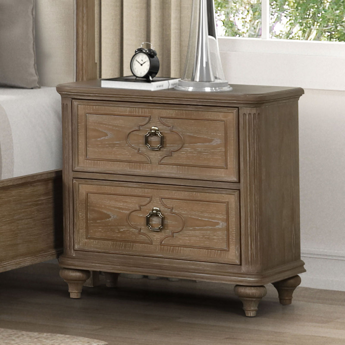 1 Piece Nightstand, Bedside Table With USB A And USB C Ports - Oak / Rustic
