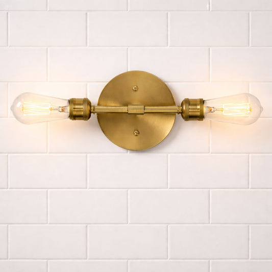 Reverie - Double Lights Bathroom Wall Sconce Over Mirror - Clear / Gold