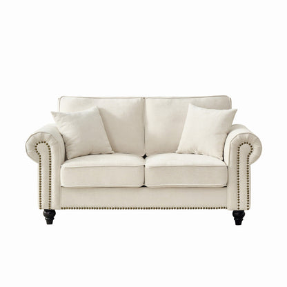 2 Seater Sofa With Rolled Arms, Tufted Upholstered Couch