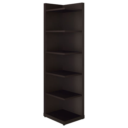 6 Tier Corner Bookcase - Cappuccino