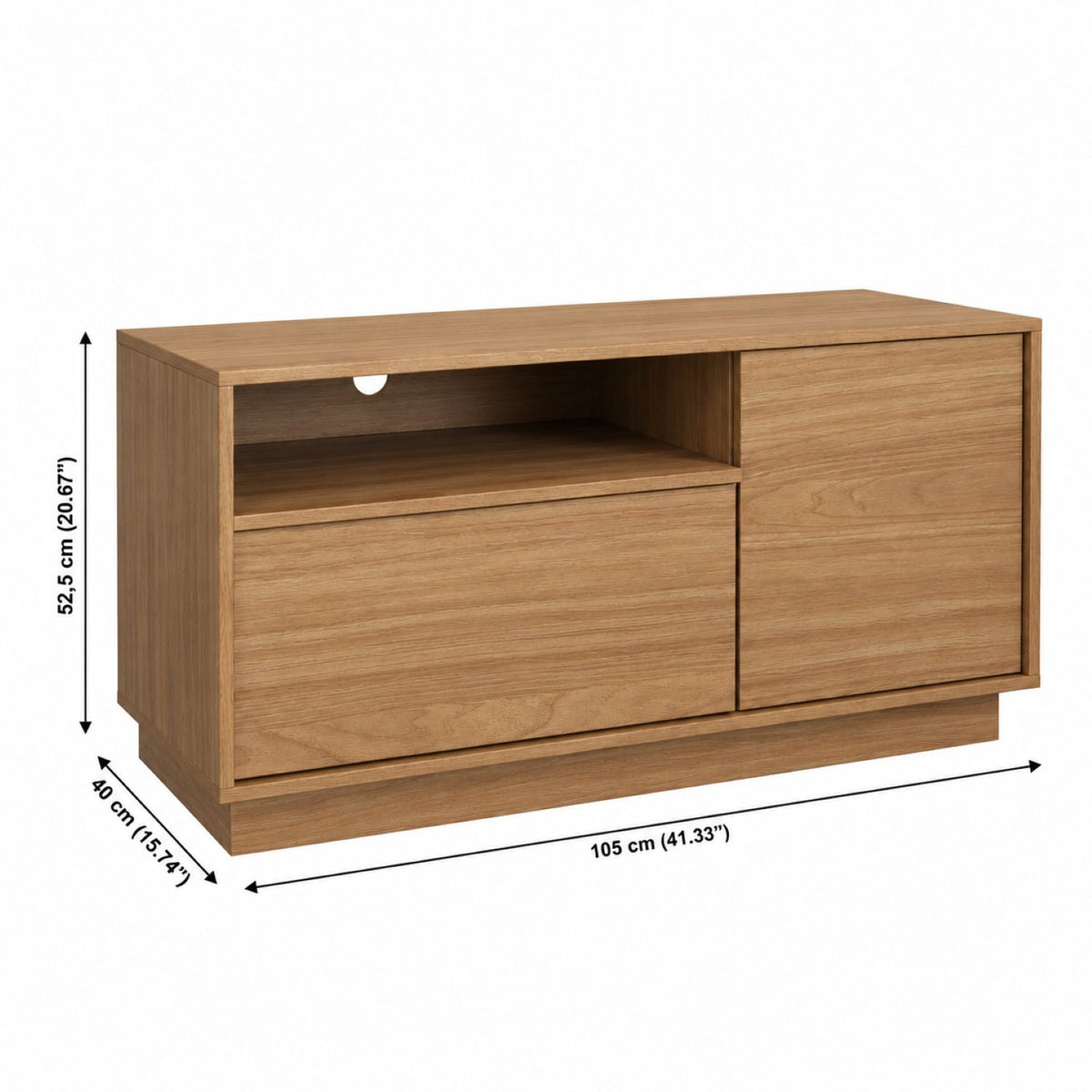 TV Stand For TVs Up To 45" With 1 Door, 1 Drawer, 1 Open Shelf - Oak