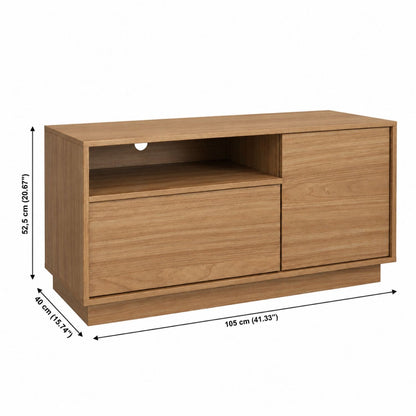 TV Stand For TVs Up To 45" With 1 Door, 1 Drawer, 1 Open Shelf - Oak