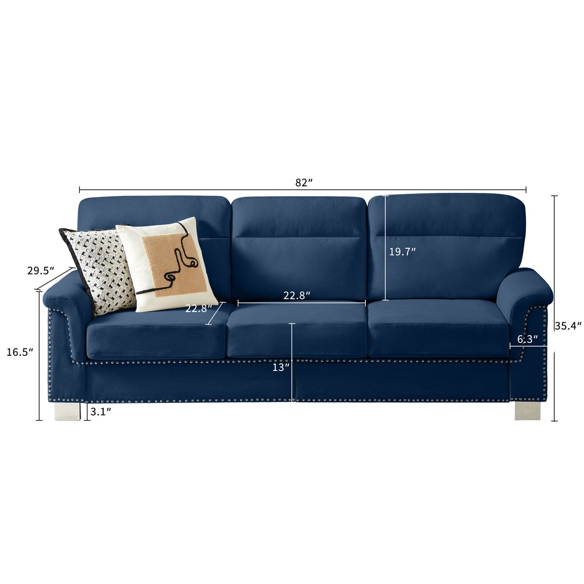 3 Seater Elegant Stationary Sofa
