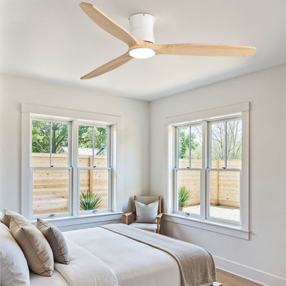 52" Ceiling Fan With Light, Dimmable DC Reversible Motor, 3 Blades