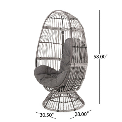 Patio Swivel Basket Egg Chair With Cushion