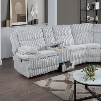 U-Shaped Sectional Sofa With Console Cup Holder, Storage Drawer, Manual Reclining