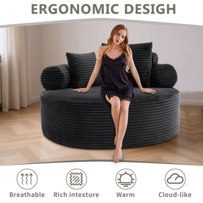 Round Sofa Bed With 3 Pillows For Living Room
