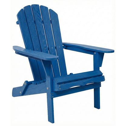 Outdoor Folding Adirondack Chair With Pre-Assembled BackRest & SeatBoard Patio - Navy Blue