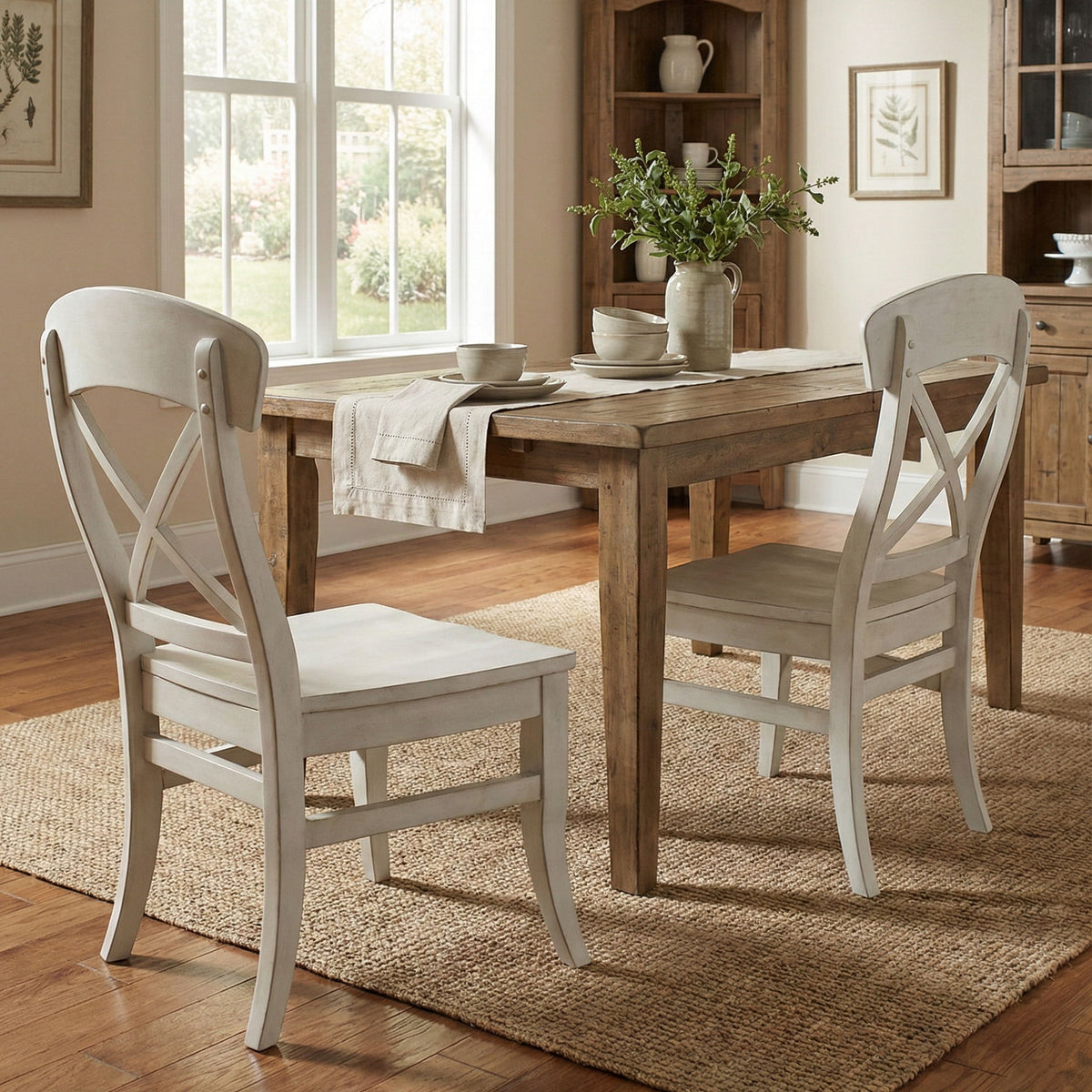 Harola - Cross-Back Dining Side Chairs In (Set of 2) - Smoky White