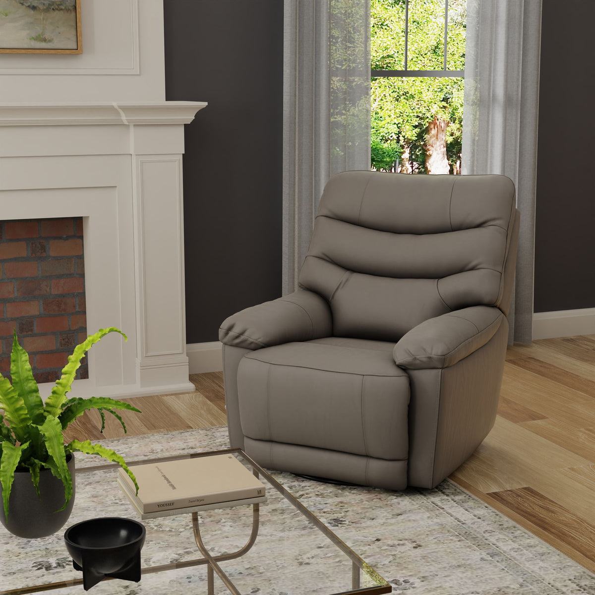 Oslo Antelope - Swivel Glider Recliner With Manual Footrest