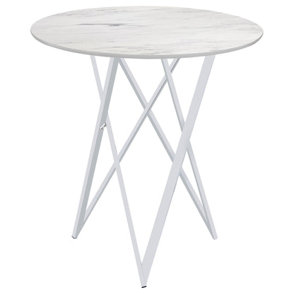 Halverson - Round Top Bar Table - White / Silver