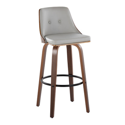 Gianna - Mid-Century Modern Fixed Height Barstool & Swivel With Round Footrest (Set of 2) - Gray