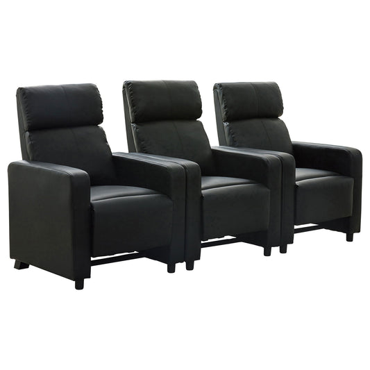Warren - 3 Seater Reclining Home Theater - Black