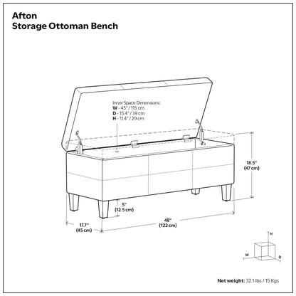 Afton - Storage Ottoman Bench - Midnight Black