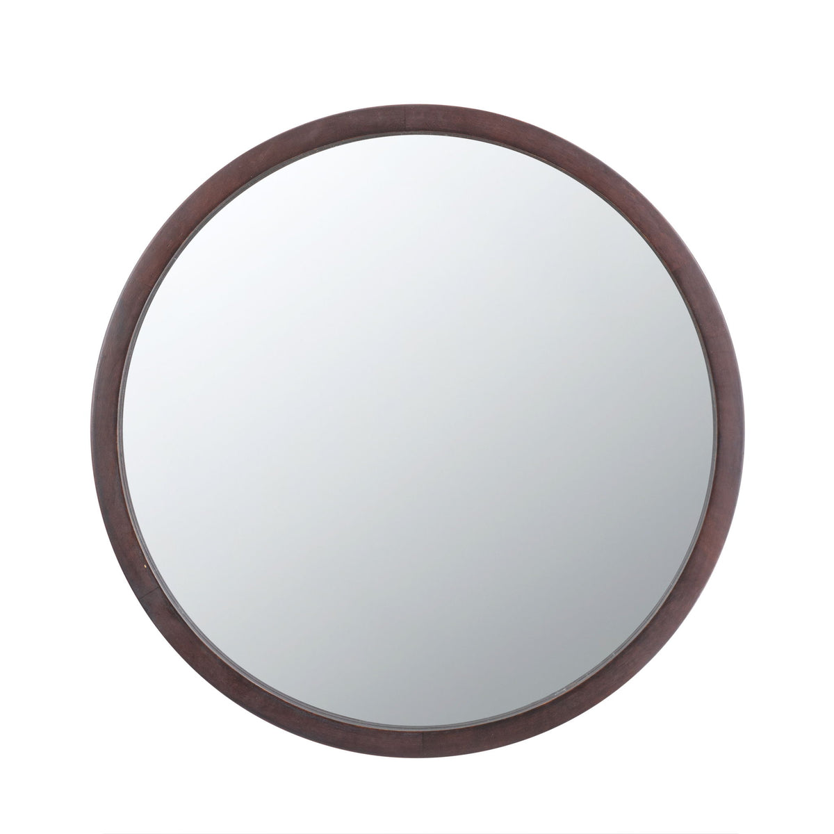 Circle Wall Mirror With Wooden Frame, Wall Mirror For Living Room