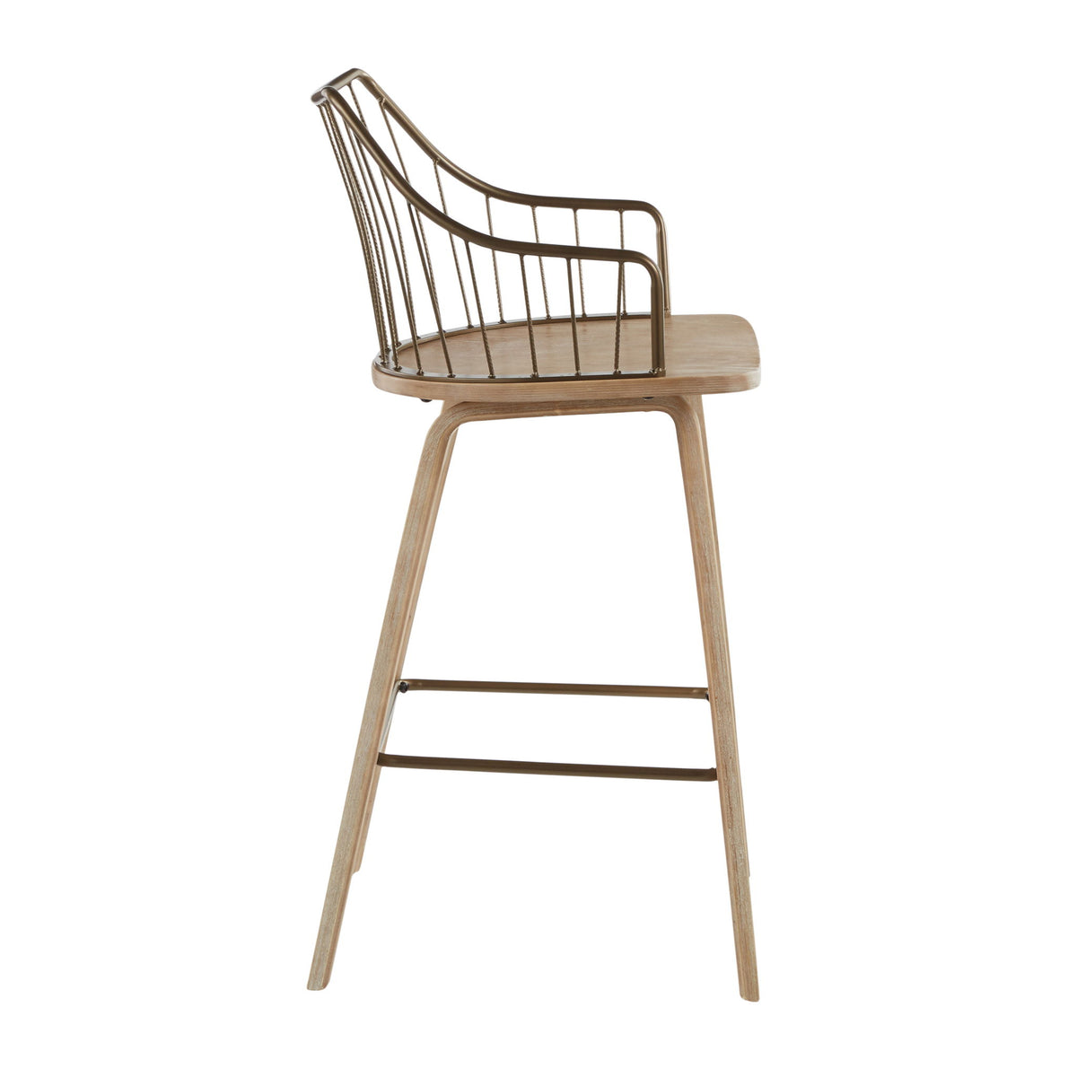 Winston - Farmhouse Counter Stool - White Washed / Antique Copper
