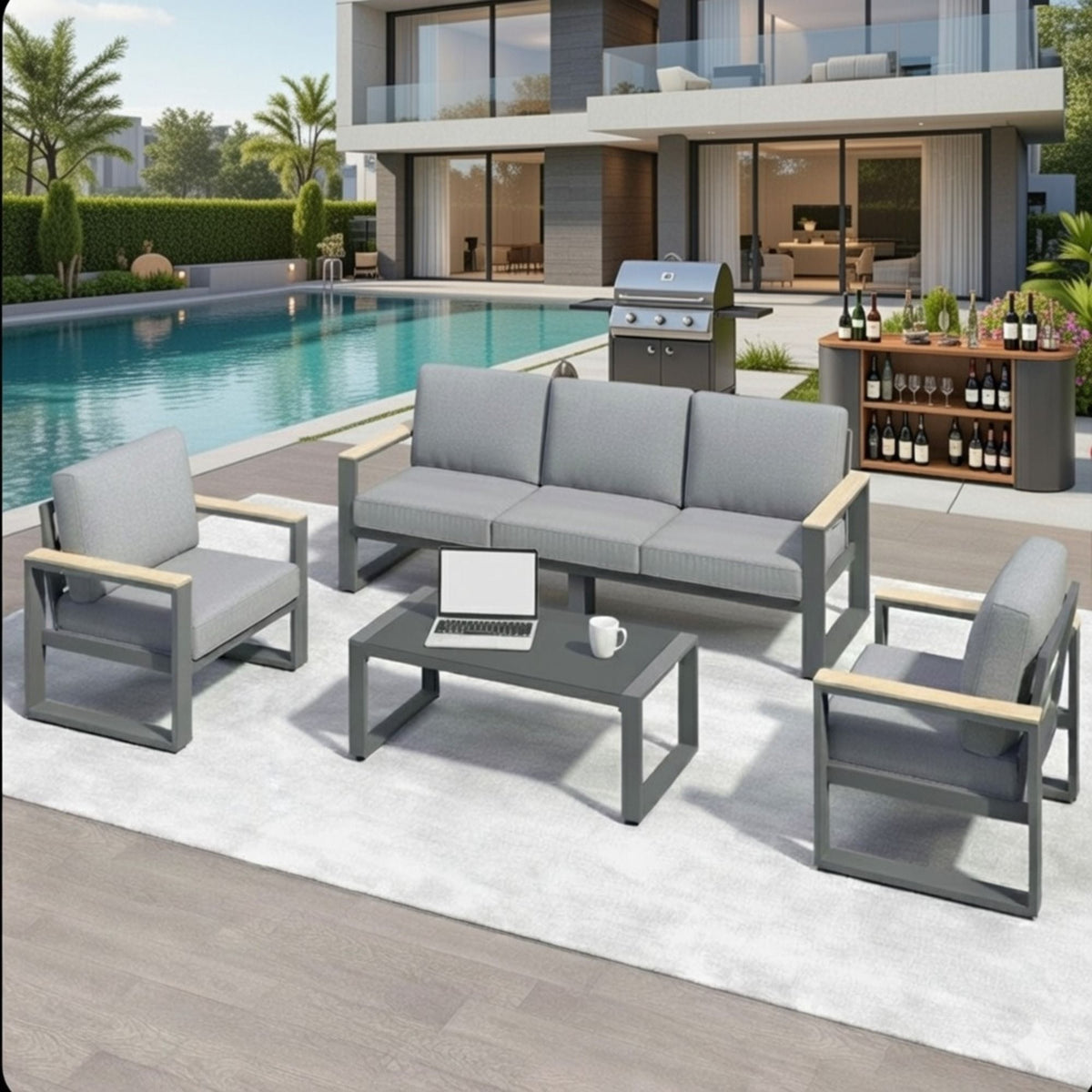 Modern Outdoor Sofa Set With Coffee Table